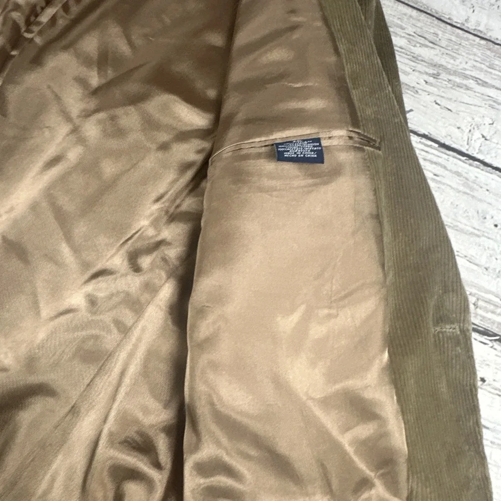 Stanford Tan Corduroy Blazer/Sports Coat 44L Classic Fit 100% Cotton Mens